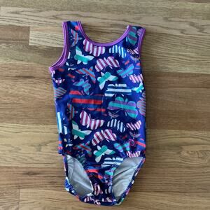Plum Butterfly Gymnastics Leotard Size Child Large Excellent